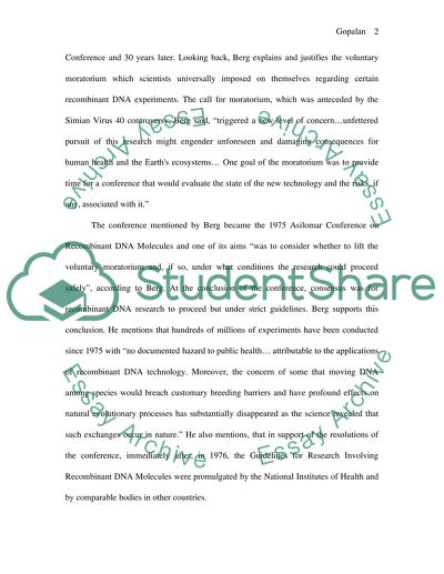 Paul Berg and the Asilomar Conference