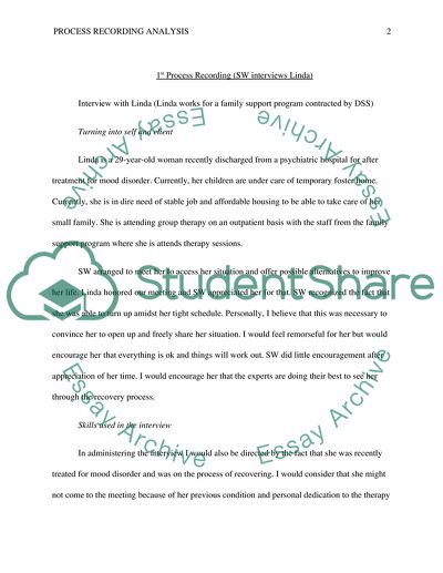 Social Work -- Process Recording Analysis Paper