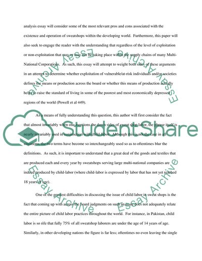 Sweatshops - Exploitation or A Viable Alternative