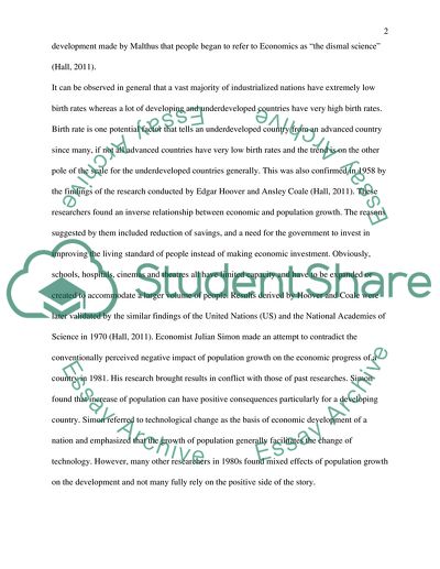 Continued Global Population Growth Seriously Limits the Prospects for Development