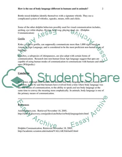 How is the use of body language different in humans and in animals