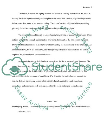 Good English Essays Examples Modernismhemingway Help With Essay Papers also Essays On The Yellow Wallpaper Modernismhemingway Essay Example Topics And Well Written Essays High School Graduation Essay