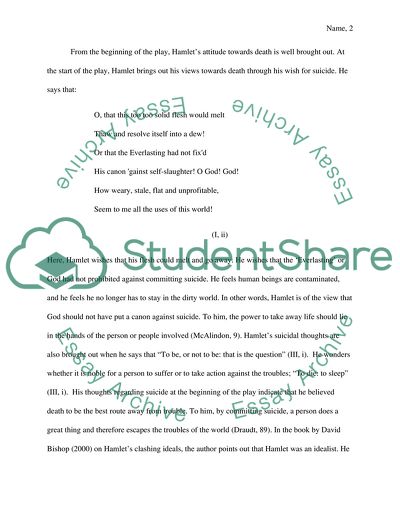 Hamlets Changing attitude Towards Death