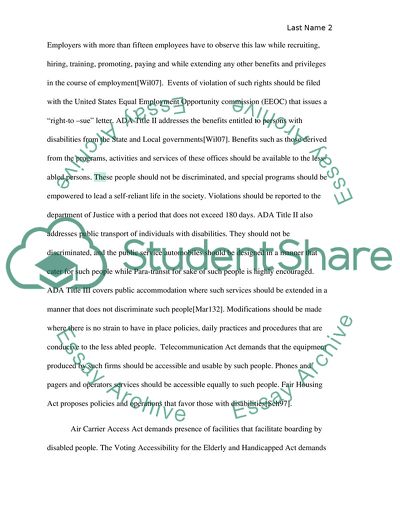 Law Related to hospitality American Disablity Act