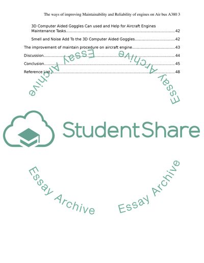 The ways of improving Maintainability and Reliability of engines on Air bus A380