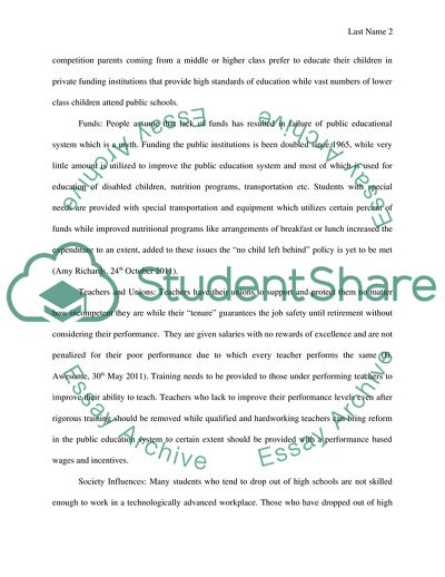 The State of American Public Education System