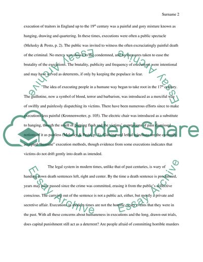 The Deterrent Effects of the Death Penalty: Tangible or Mythical