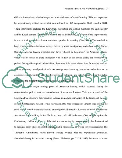 America Post-Civil War Growing Pains