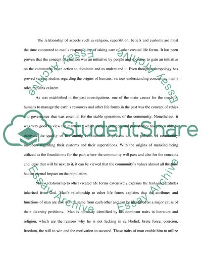 Mans Relationship to Other Life Forms