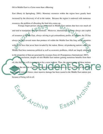 Oil in the Middle East is a Curse More than a Blessing