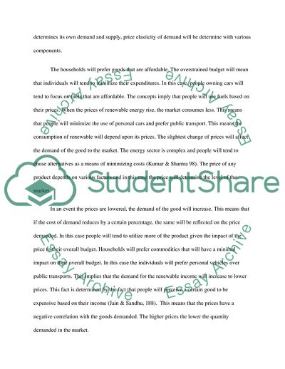 Price Elasticity of Renewable energy