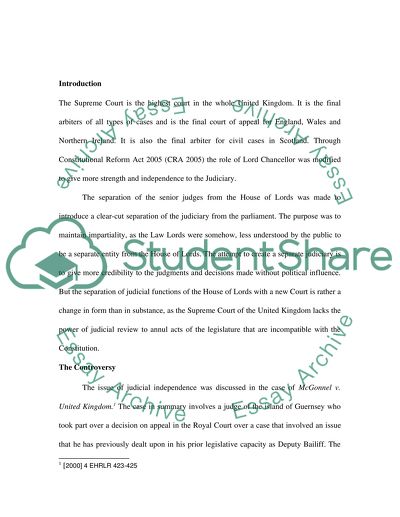 The United Kingdom Supreme Court: A Physical Transparency of Independence
