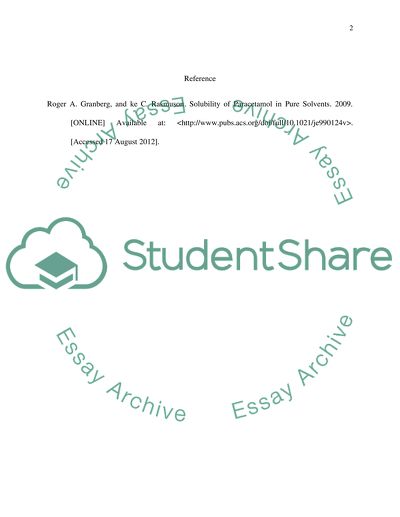 Paracetamol solubility in cosolvants
