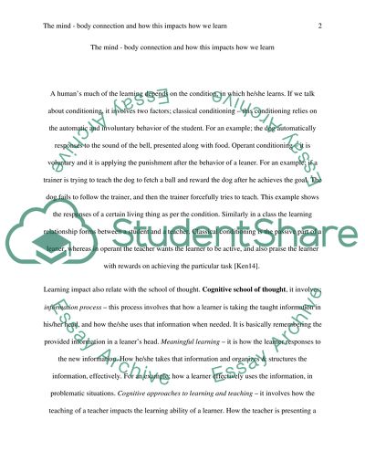 Topic: The mind - body connection and how this impacts how we learn