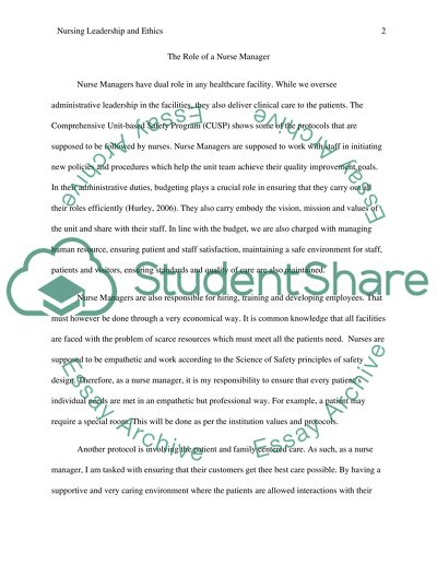 Nursing Ethics and Leadership Assignment