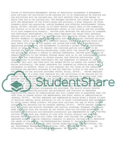 Survey of Healthcare Management