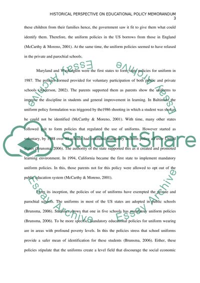 Historical perspective on a educational policy memorandum