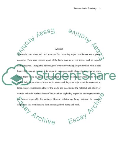 Women in the Economy: Rural and Urban