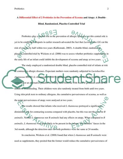 Effect of Probiotics in the Prevention of Eczema and Atopy