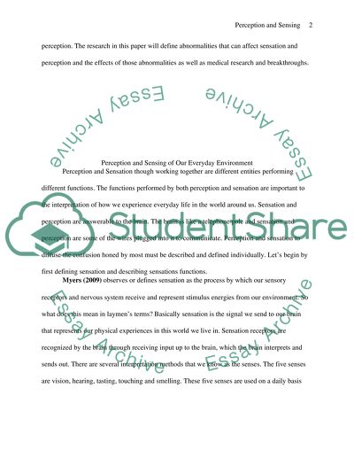 Perception and Sensing of Our Everyday Environment