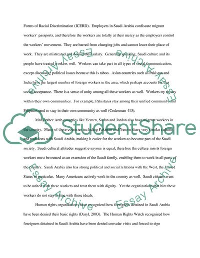 Treatment of Foreign Workers in Saudi Arabia