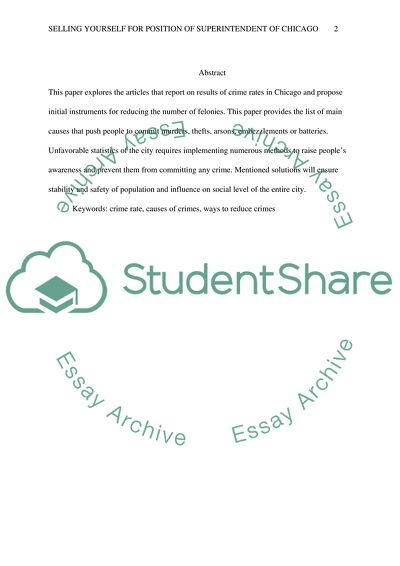 Selling Yourself for Position of Superintendent of Chicago