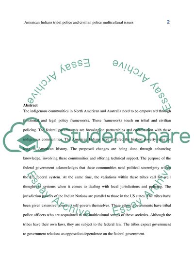 American Indians Tribal Police and Civilian Police Multicultural Issues