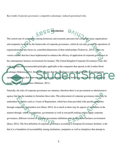 The orpus of orporate Governance