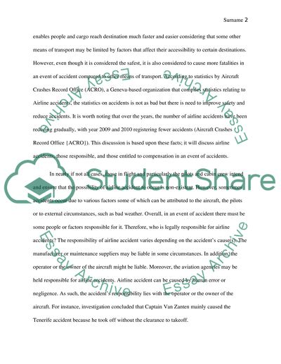 Airline Accidents: Those Responsible and Those Entitled to Compensation