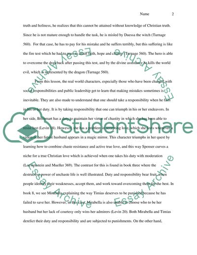 Duty and Responsibility in Faerie Queene by Edmund Spenser