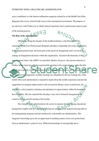 Interviewing a HealthCare Administrator