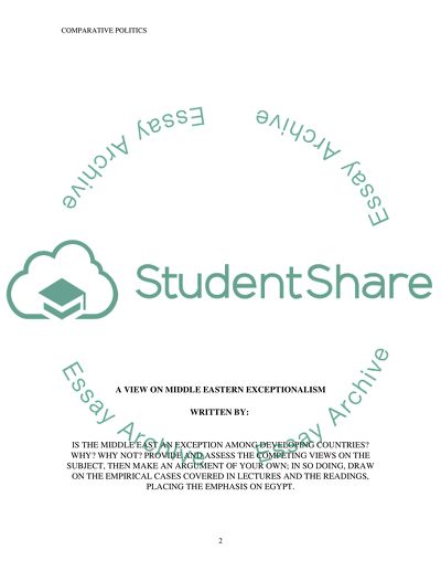 A View on Middle Eastern Exceptionalism