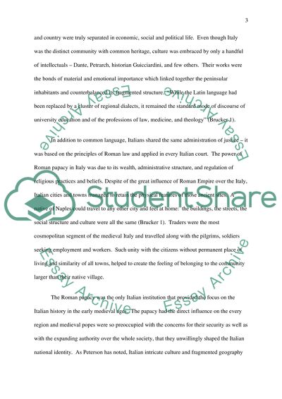 History and Culture of Medieval Italy