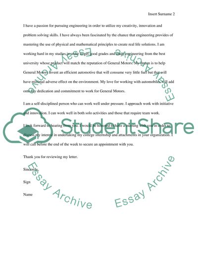 Cover Letter for a Position of an Engineer