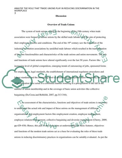 The Role that Trade Unions Play Iin Reducing Discrimination in the Workplace