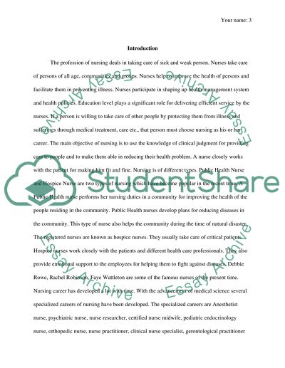 Comparing a Community and Public Health Nurse Verses a Hospice Nurse