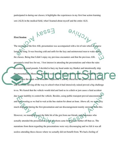 Reflection of the Four Action Learning Sessions