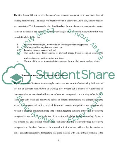 Differences between Concrete and Virtual Manipulatives