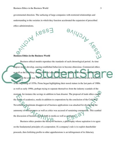 Business Ethics in the Business World