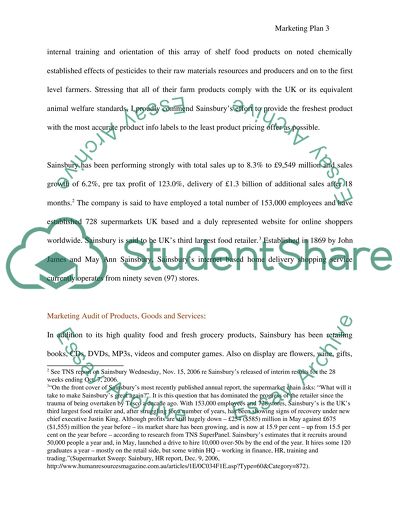 Proposed Marketing Plan for Sainsbury Company
