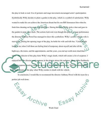 Death of a salesman - play response