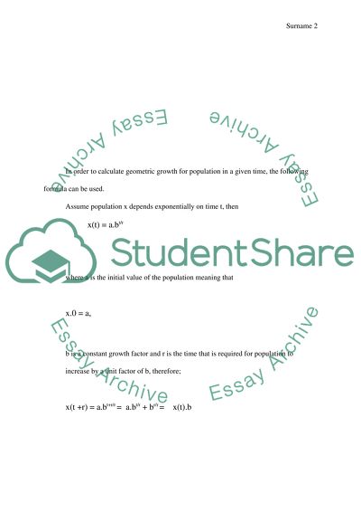 Population Growth - Geometric Progression