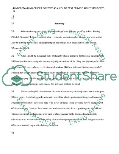 Understanding Career Context as a Key to Best Serving Adult Students