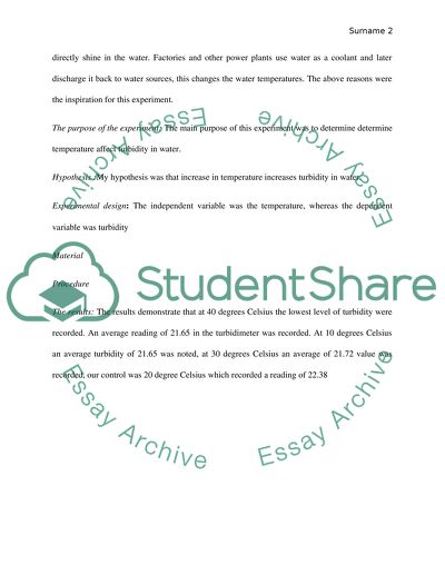 As temperature increases the level of turbidity increases