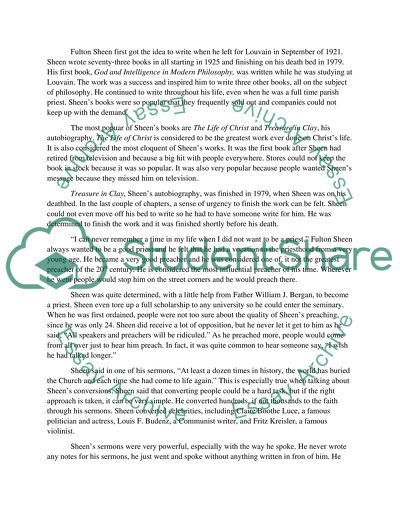 The Influence of Archbishop Fulton J. Sheen