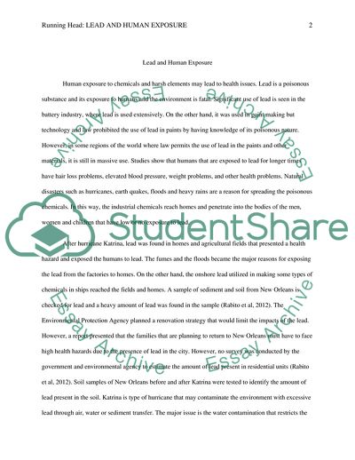 Lead and Human Exposure