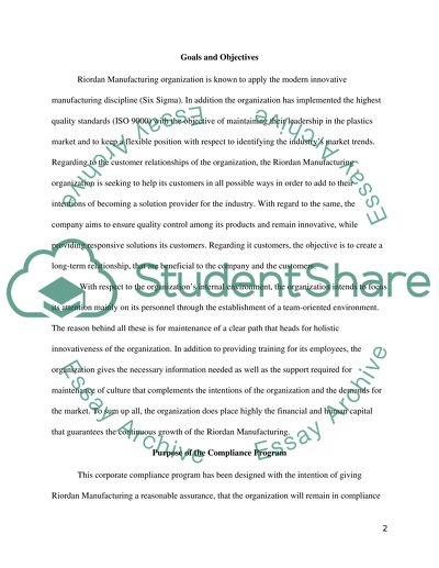 Riordan Corporate Compliance Plan