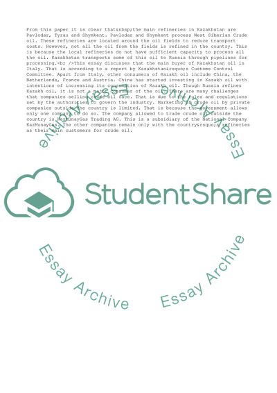 Direct Sales Approach to Selling Crude Oil in Kazakhstan