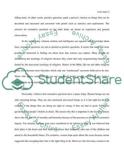 What is normative question and is there a place for normative question