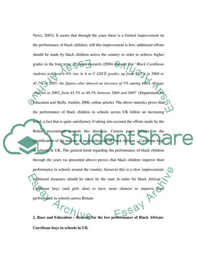 Race and Education: A Look at why Black African-Caribbean Boys are Underachieving in Schools